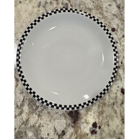 Culinary Arts Other - Culinary Arts Cafeware Porcelain Plate Black White Checkered Diner Bistro 9.15